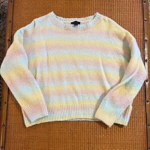 Pastel Rainbow Striped Pullover Crewneck Knit Sweater